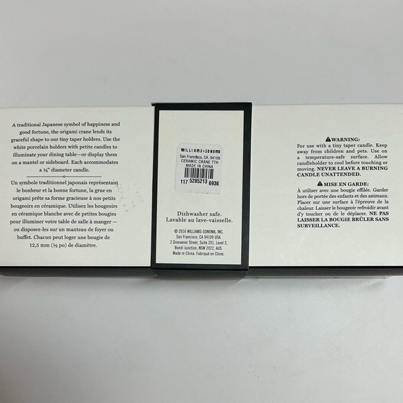 Williams Sonoma Candle Holders Origami Crane White Porcelain Bird for Tiny Taper - Picture 2 of 7